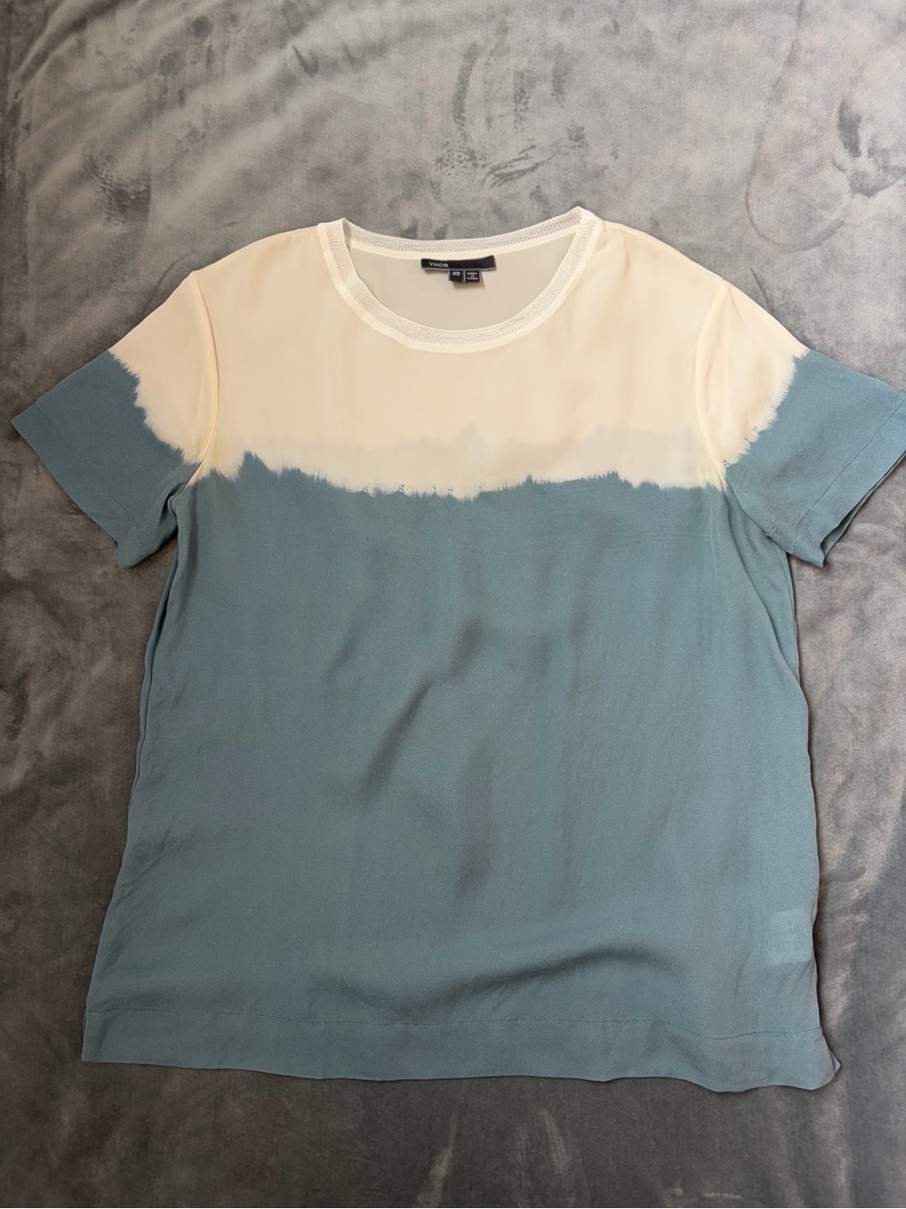 Vince Silk Fluid Two-Tone Short Sleeve Tee, XS